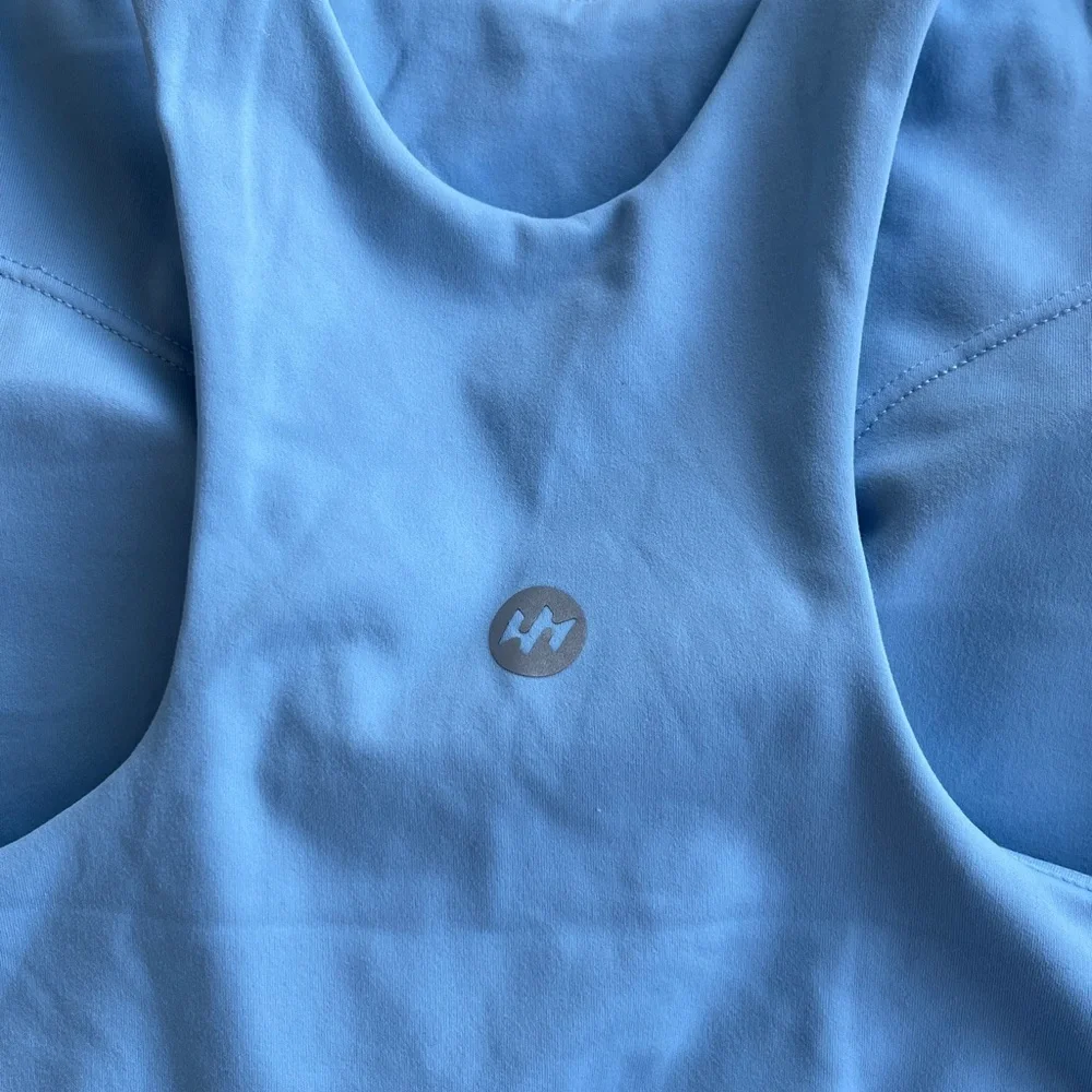 Light Blue Racerback Crop Top Sports Bra in Women's Medium